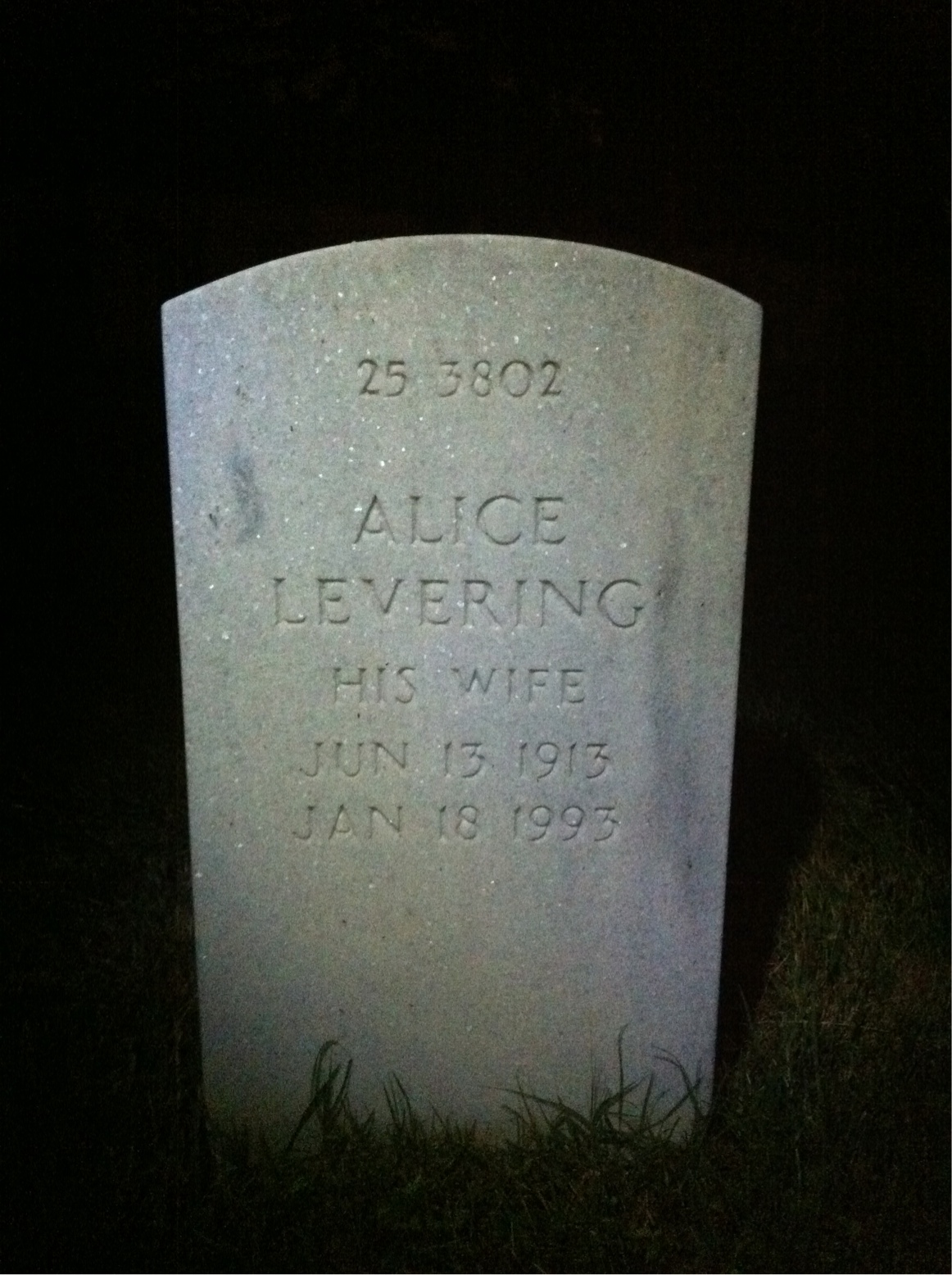 Back of headstone — Alice Mugg