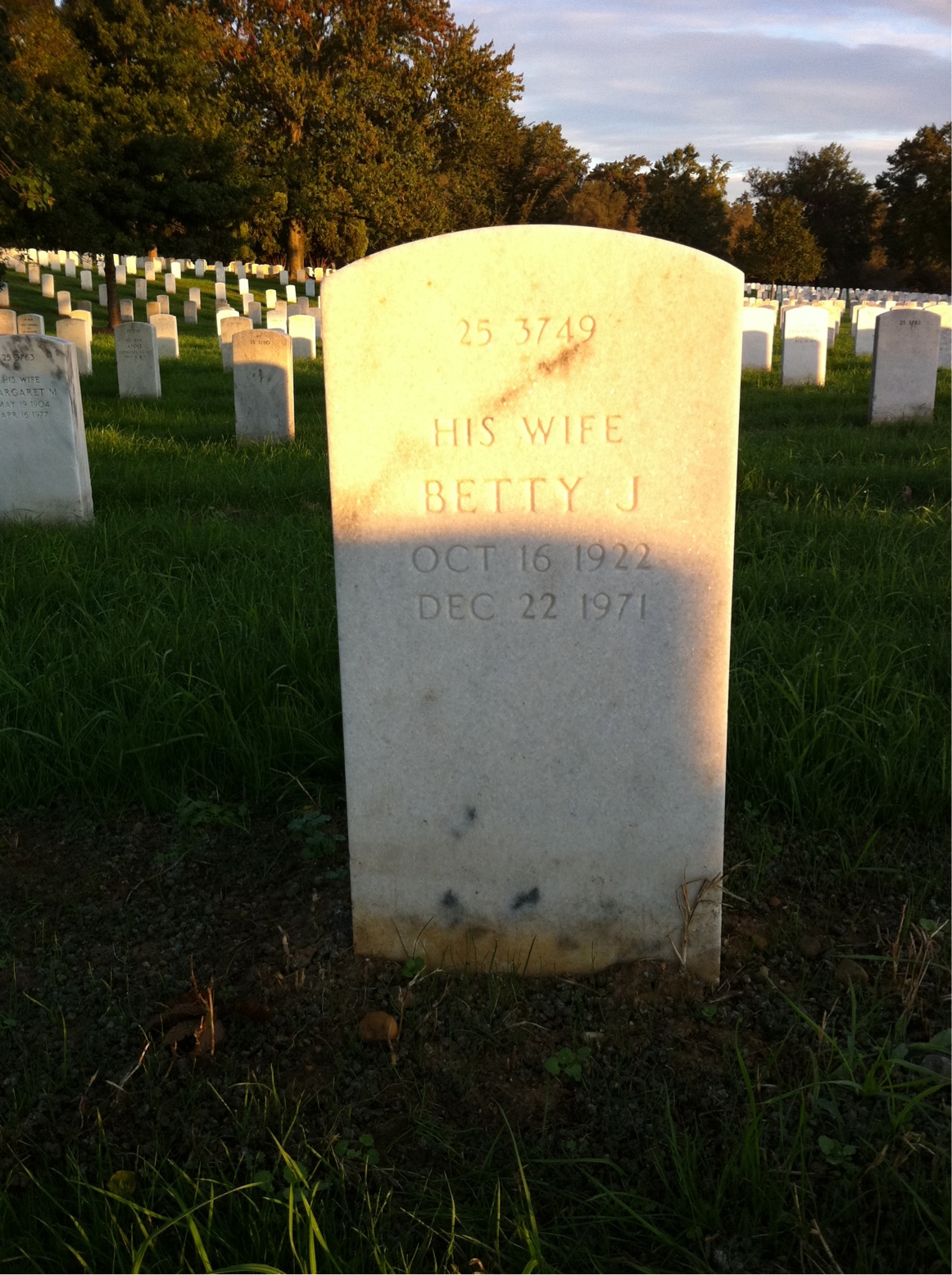 Back of headstone — Betty Corder