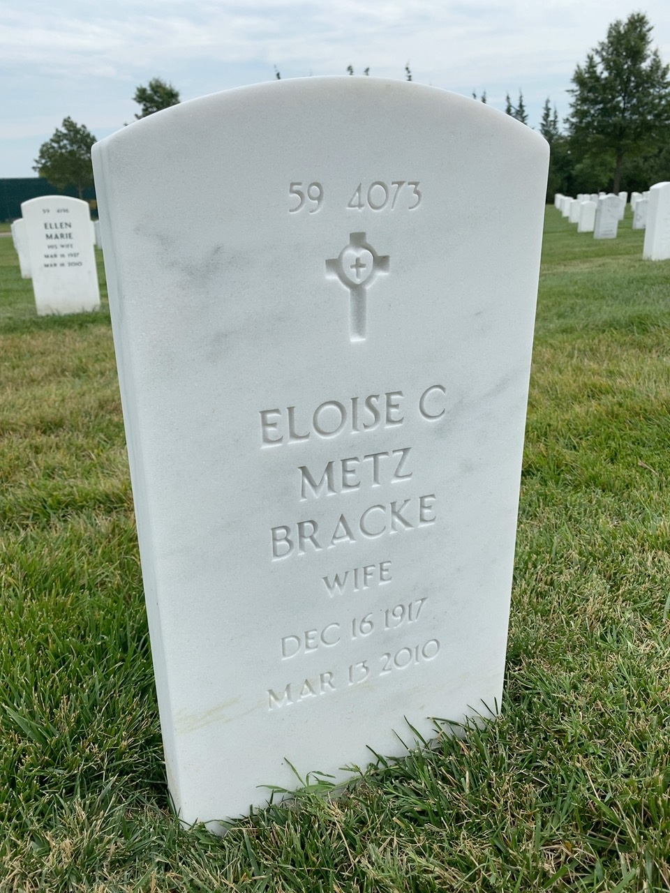 Back of headstone — Peter Bracke