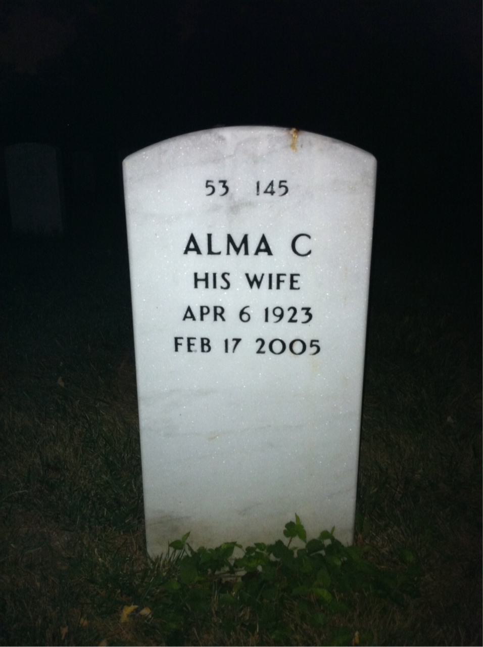 Back of headstone — Walter Buzzell