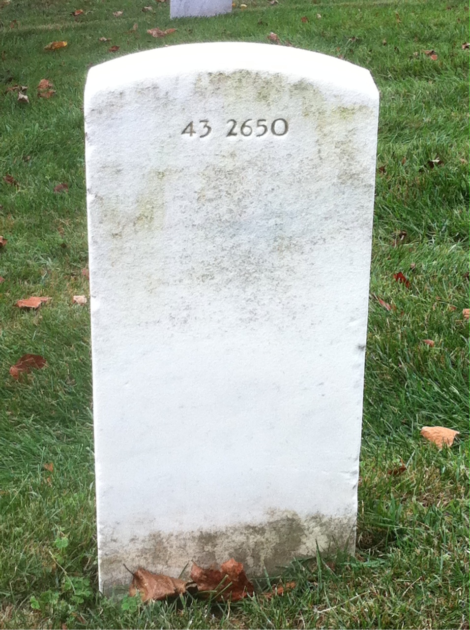 Back of headstone — William Park