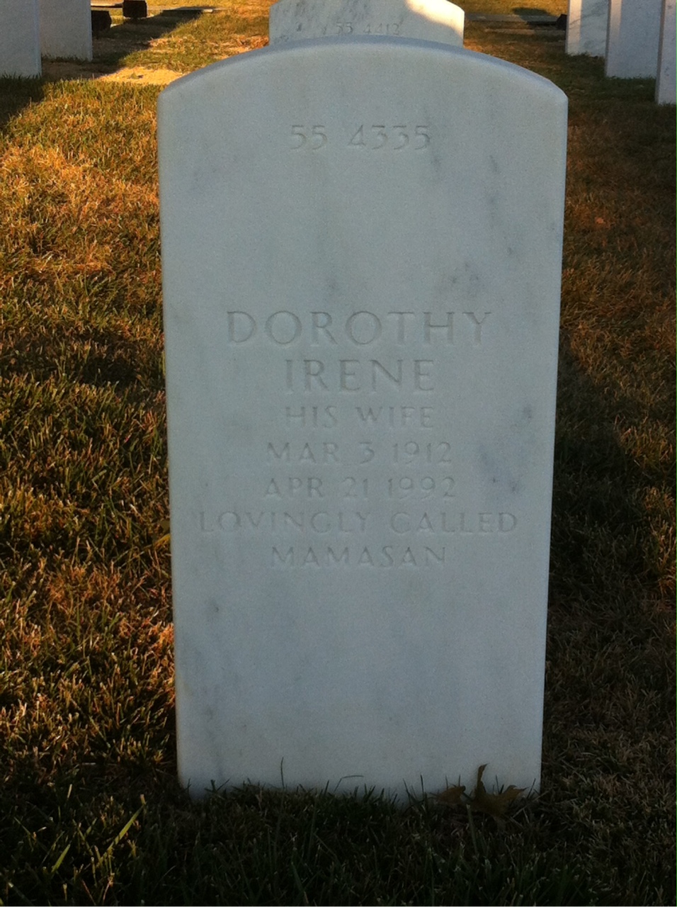 Back of headstone — William Henry Halker