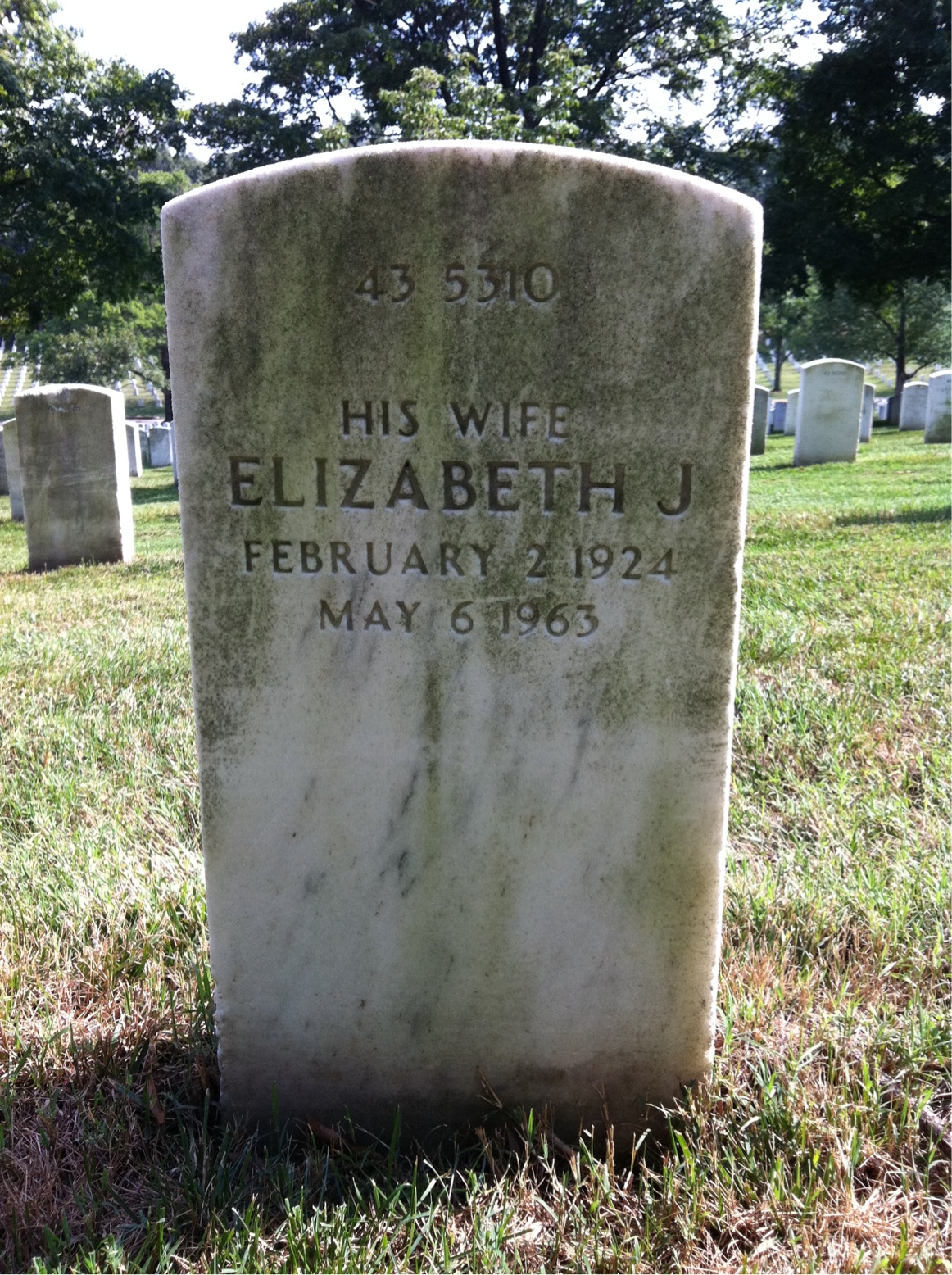 Back of headstone — Elizabeth Baluch