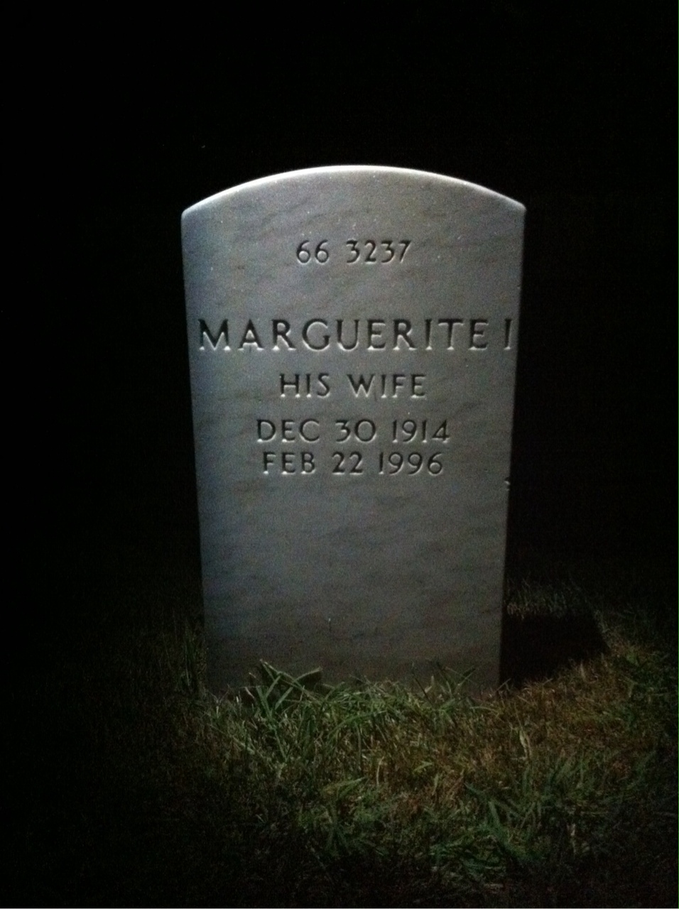 Back of headstone — Marguerite Zwicker