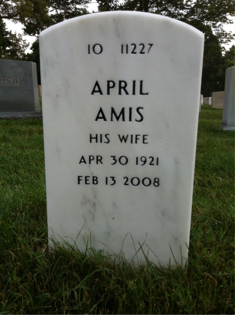 Back of headstone — Lorenzo Adams