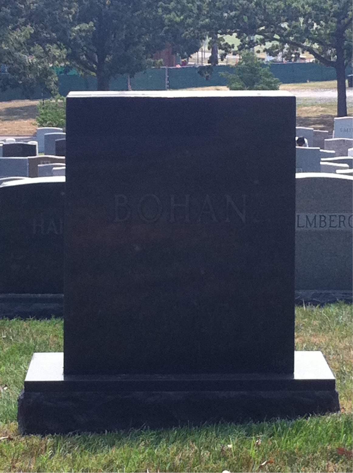 Back of headstone — Robert Bohan