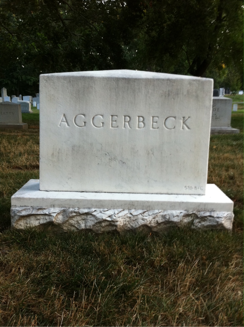 Back of headstone — Jens Aggerbeck