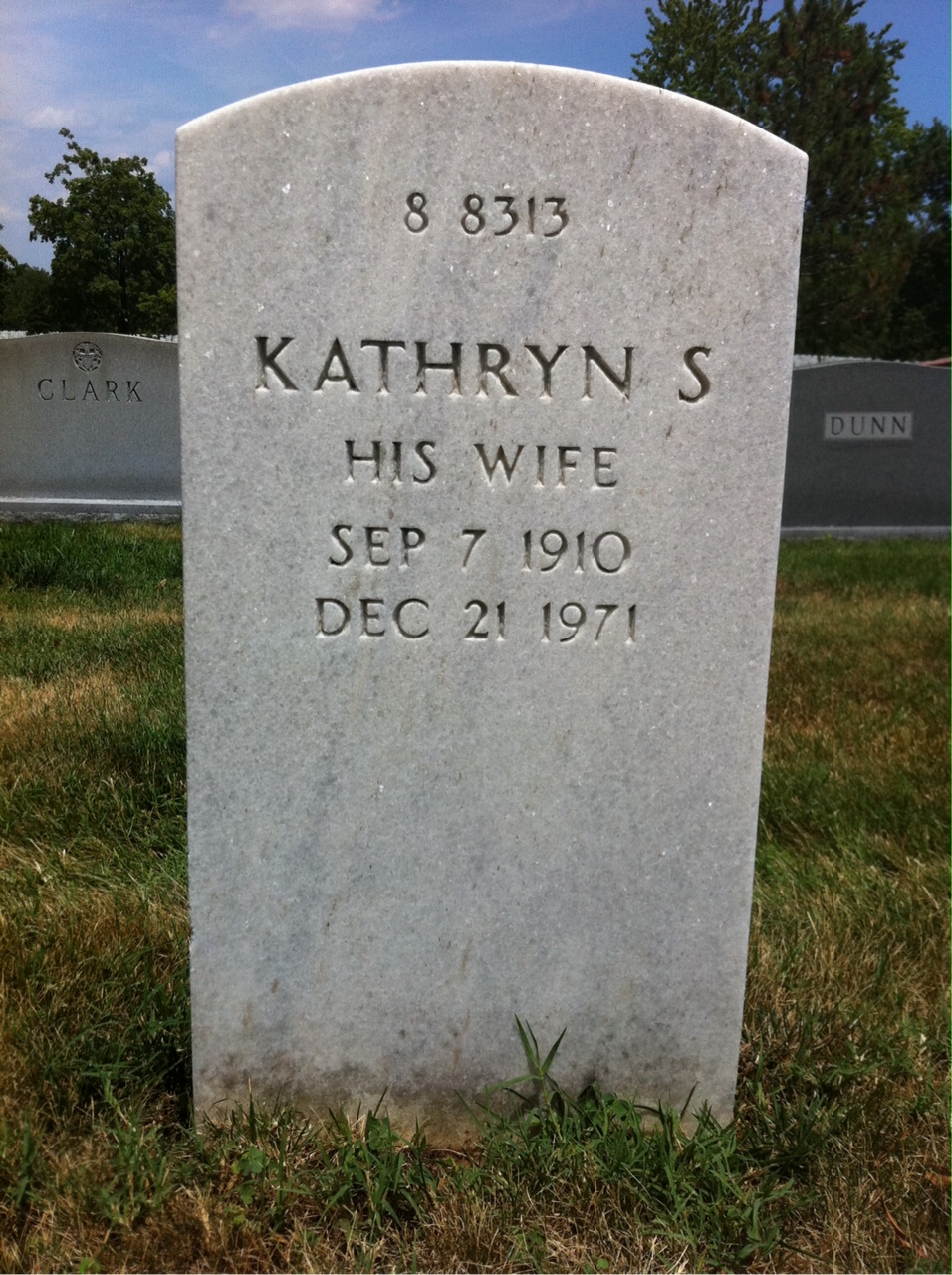 Back of headstone — Kathryn Alexander