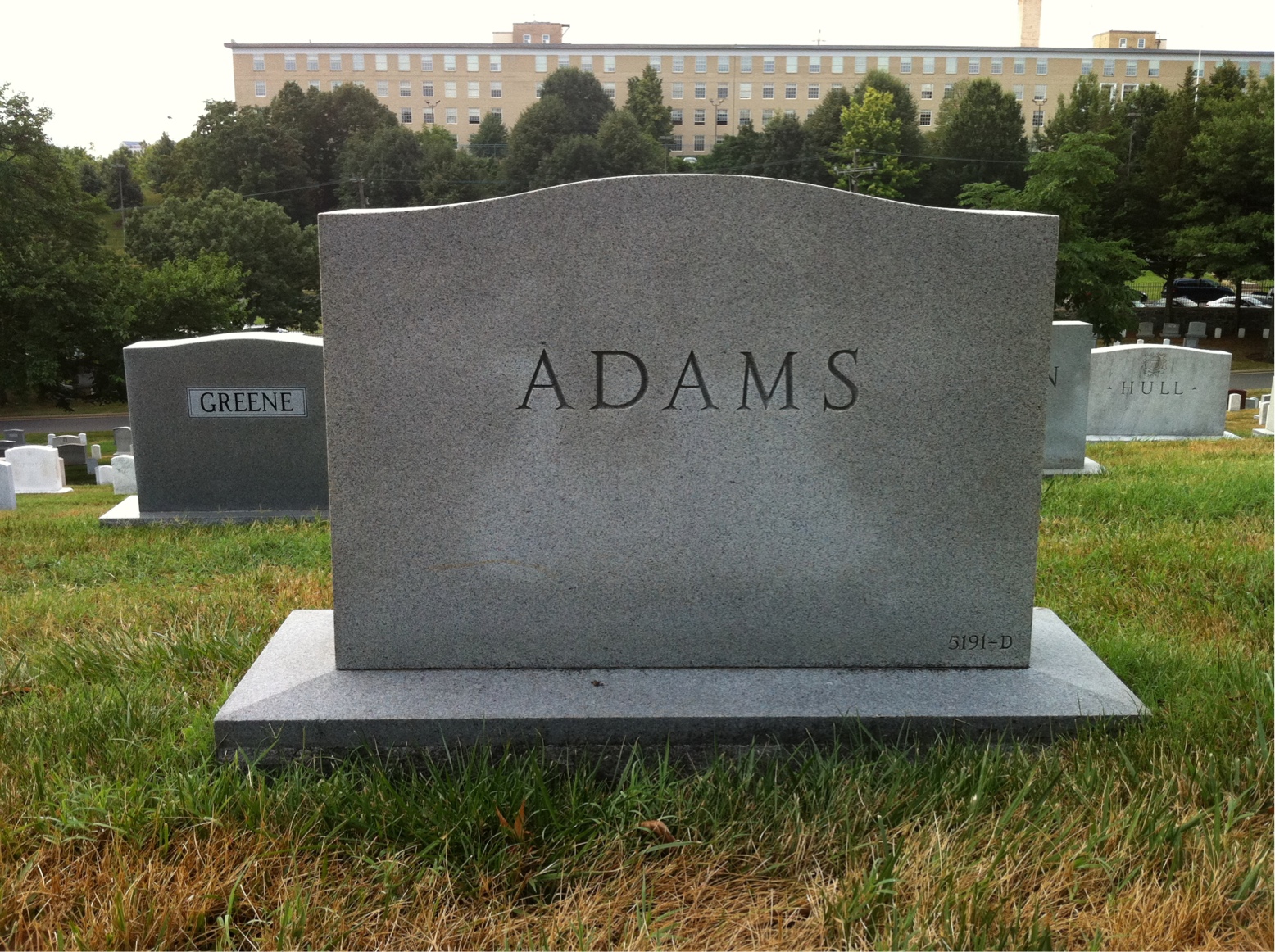 Back of headstone — Robert Adams
