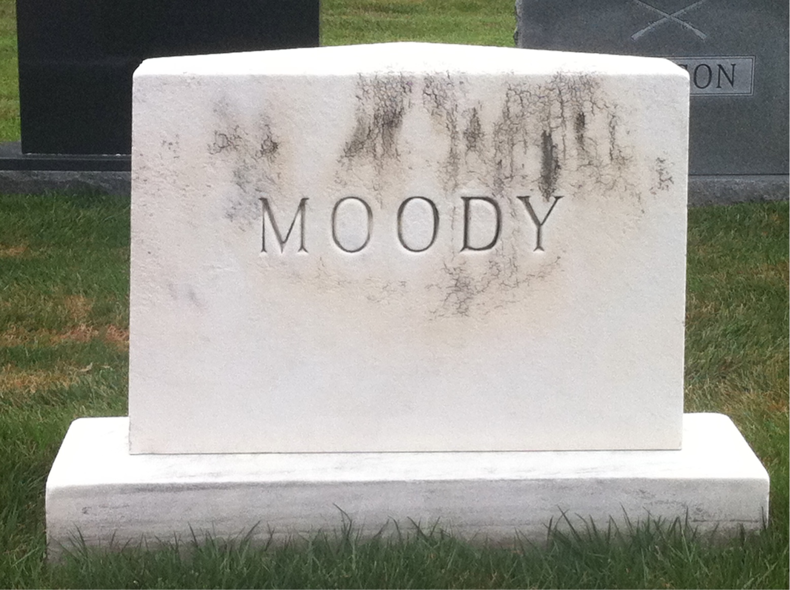 Back of headstone — Boone Moody