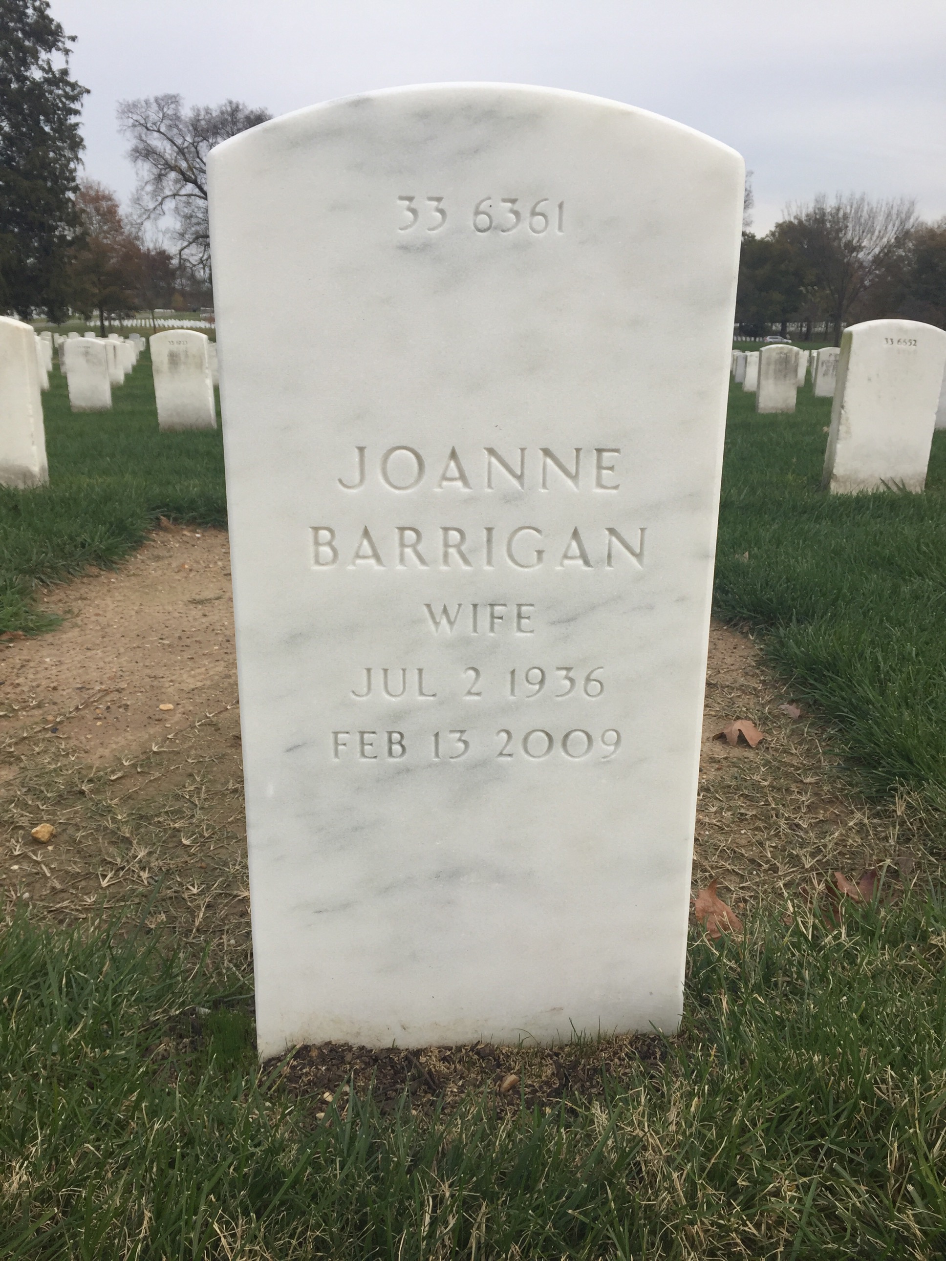 Back of headstone — Wayne Barrigan