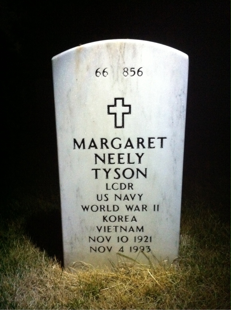 Back of headstone — Margaret Tyson