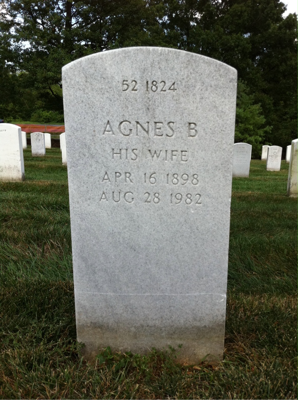 Back of headstone — Agnes Mclarney