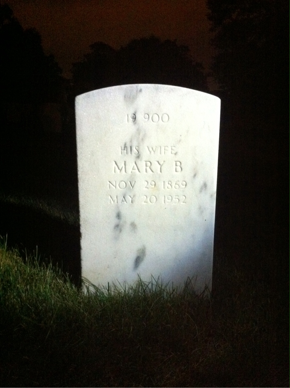 Back of headstone — Mary Ashe