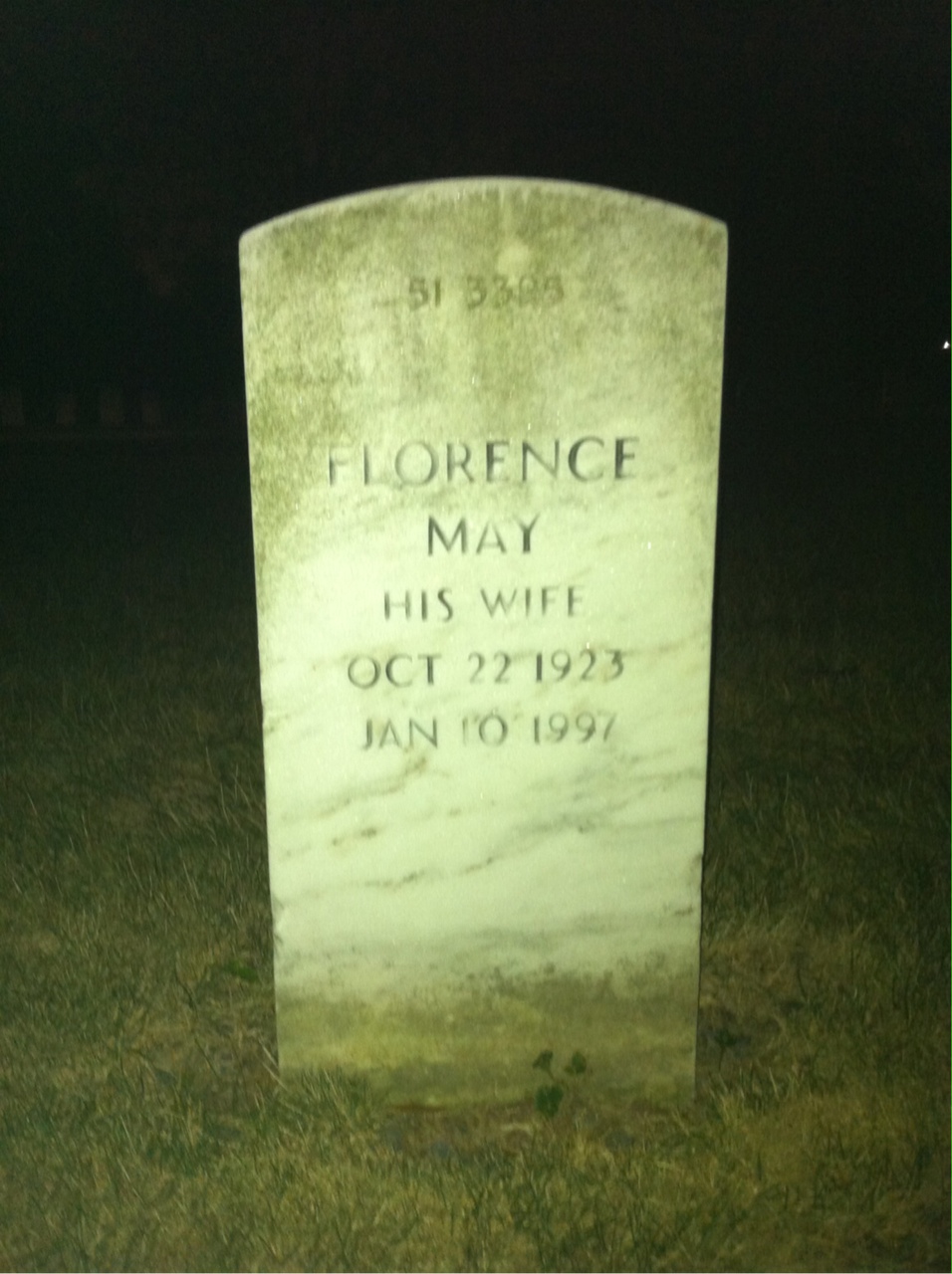 Back of headstone — Donald Armstrong