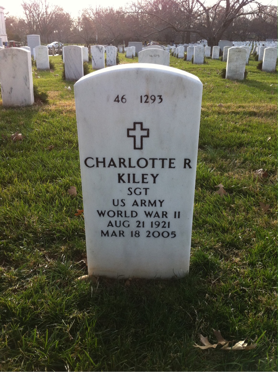 Back of headstone — Charlotte Kiley