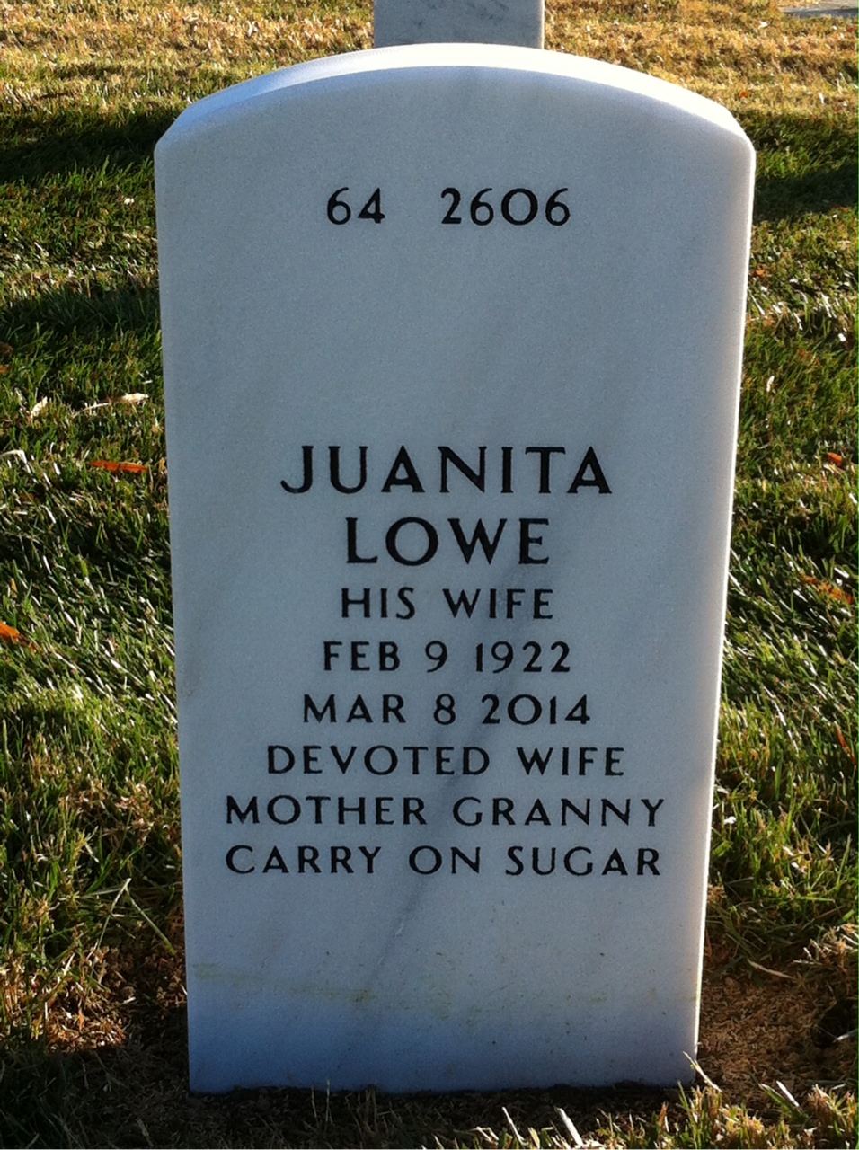 Back of headstone — Burl Glass
