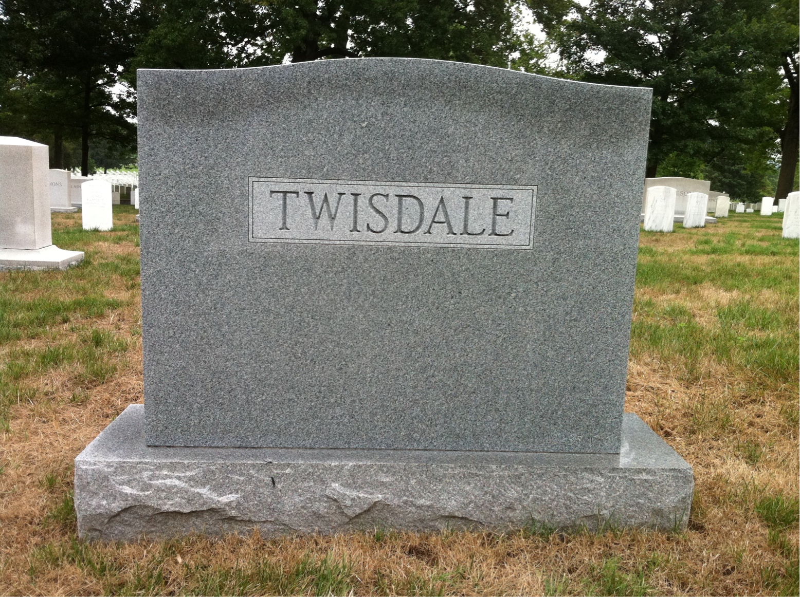Back of headstone — Robert Twisdale
