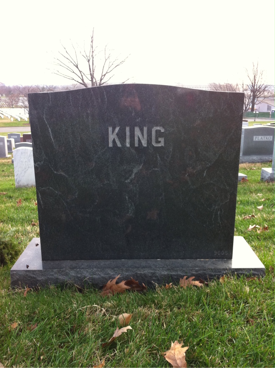 Back of headstone — Richard King