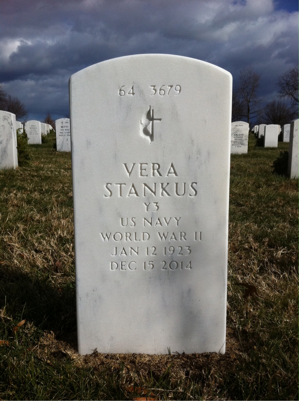Back of headstone — John Stankus