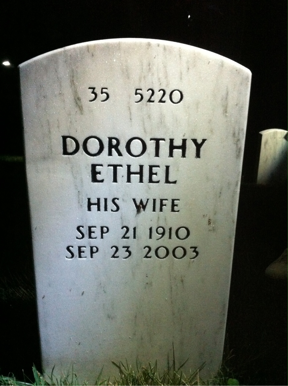 Back of headstone — William Widner