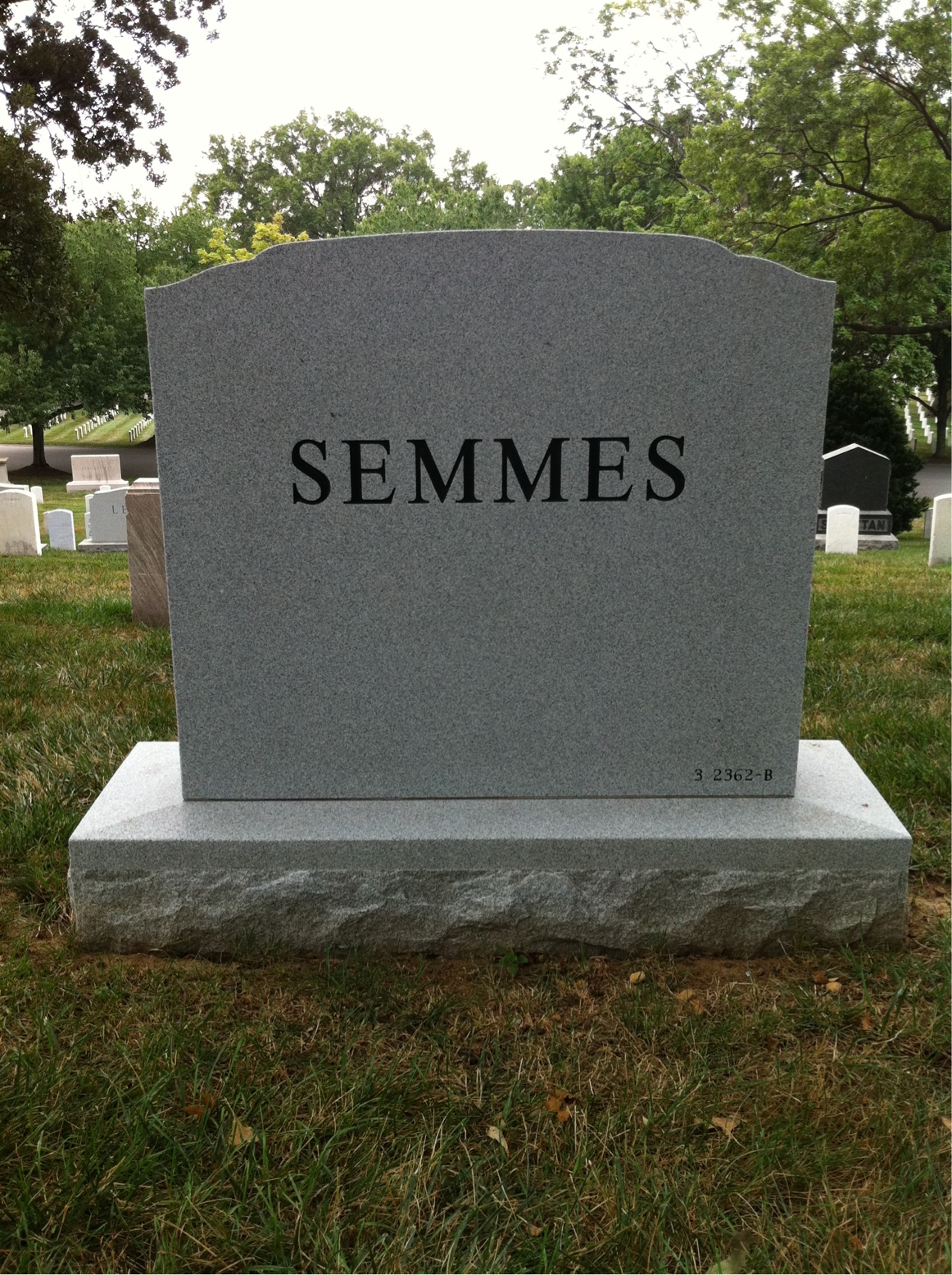 Back of headstone — Raphael Semmes