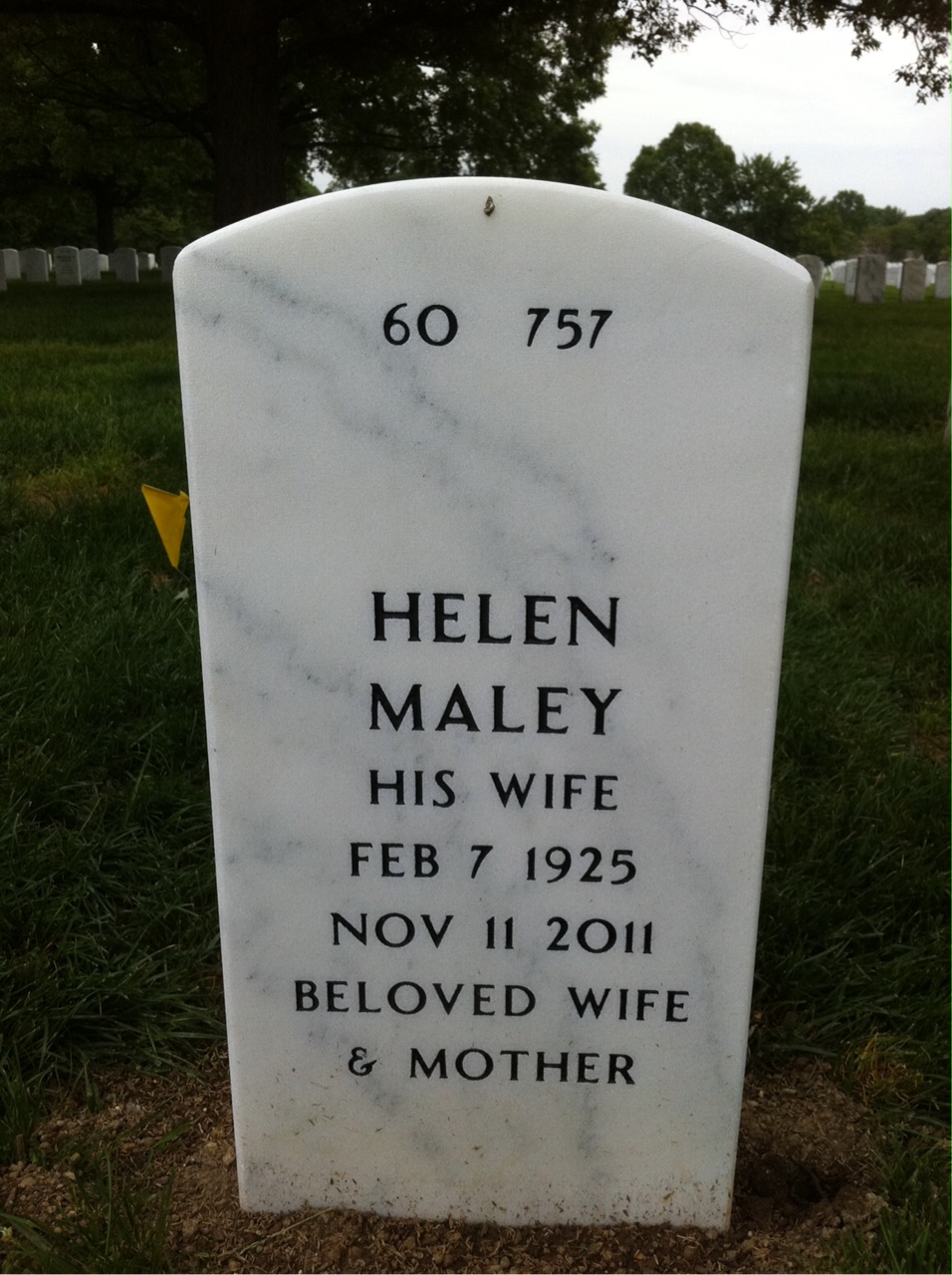Back of headstone — Marvin Dodson