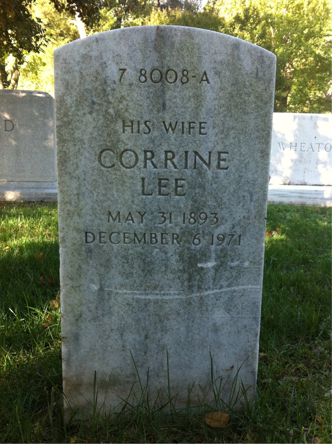 Back of headstone — George Allen