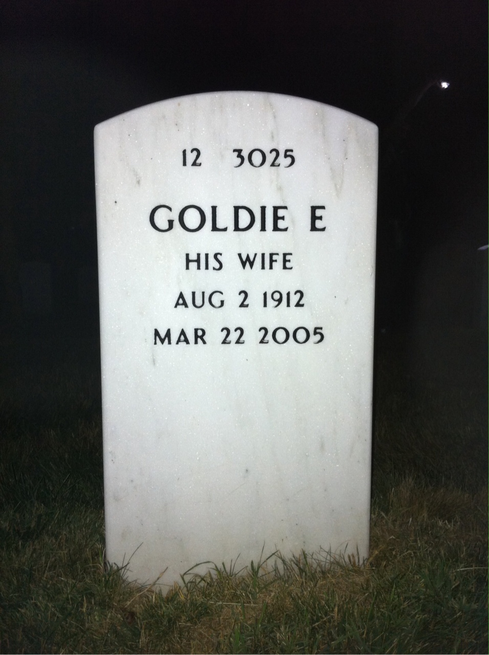 Back of headstone — Travers Gardner