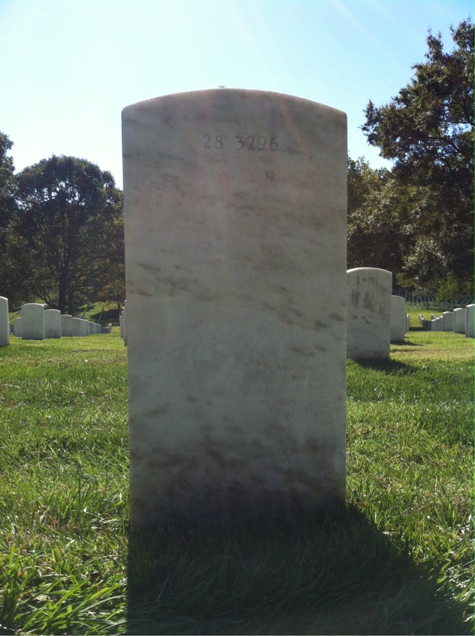 Back of headstone — William Albert Strader