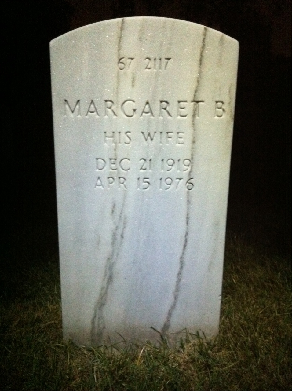 Back of headstone — Margaret Anderson
