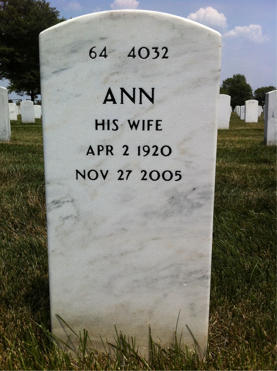 Back of headstone — Ruby Davis
