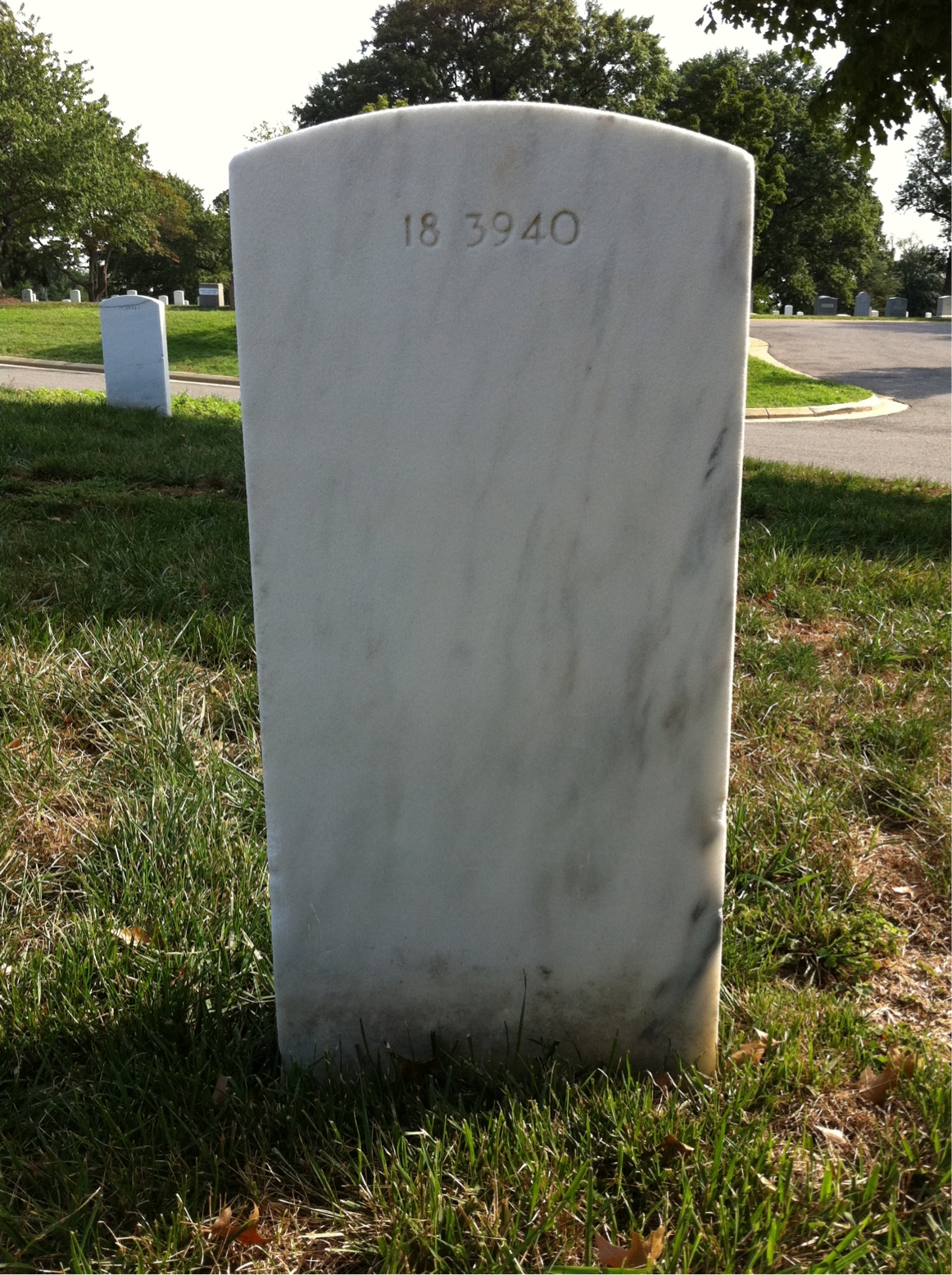 Back of headstone — Henry Angel