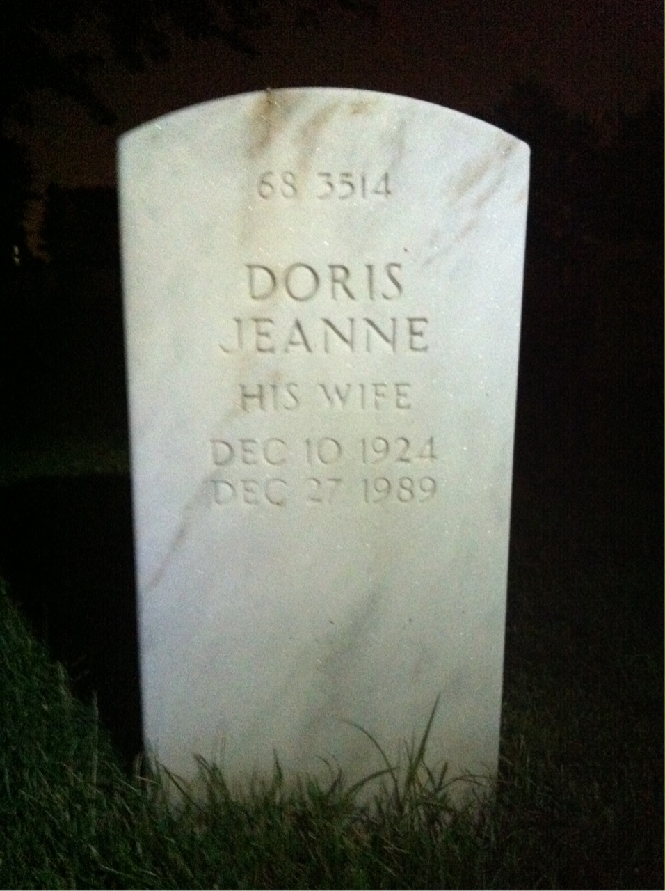 Back of headstone — Vernon R Burke