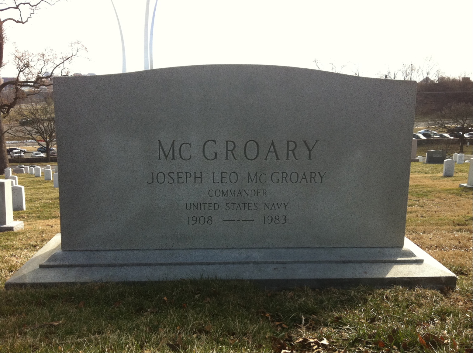 Back of headstone — Joseph Mcgroary