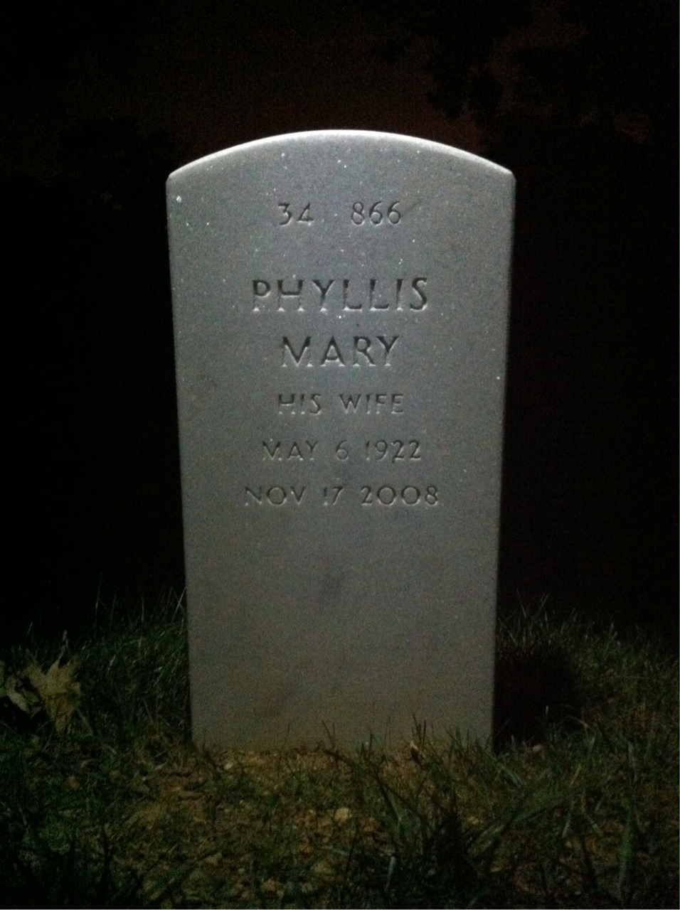 Back of headstone — Vincent Battista