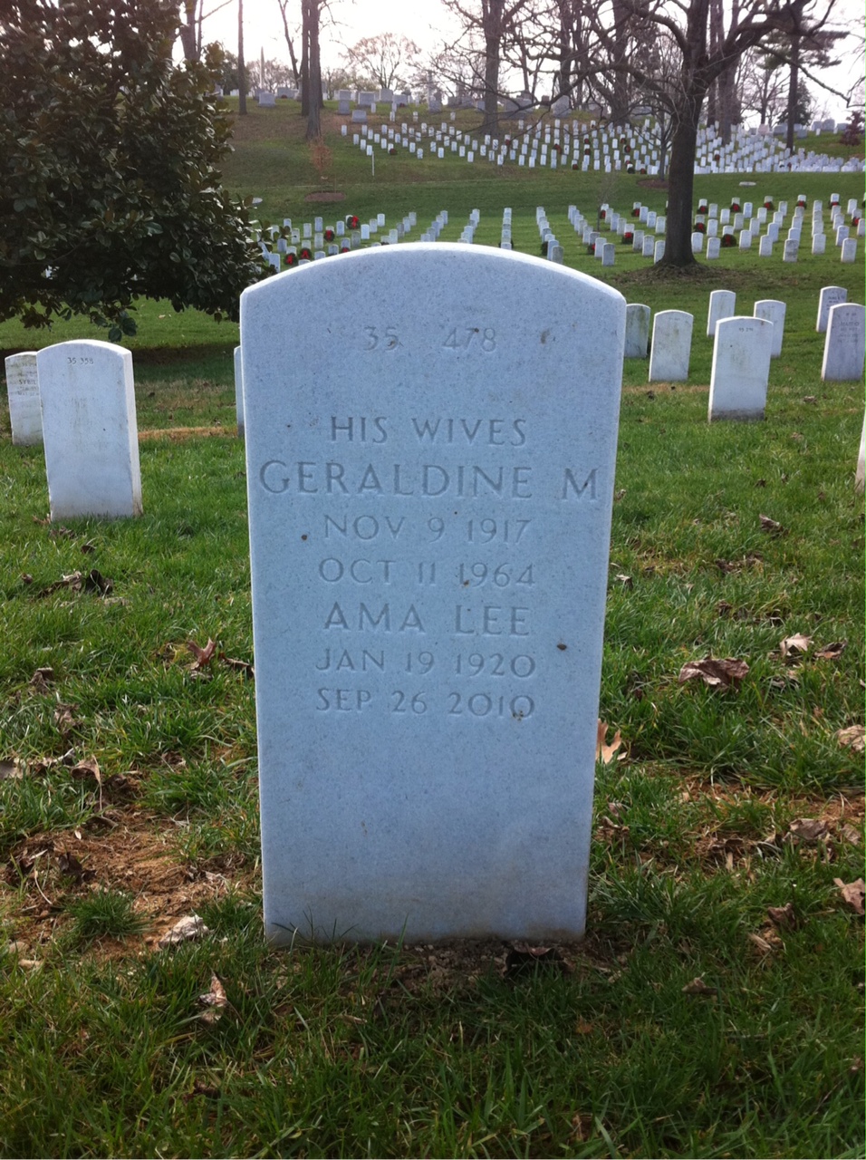 Back of headstone — Warner Peterson