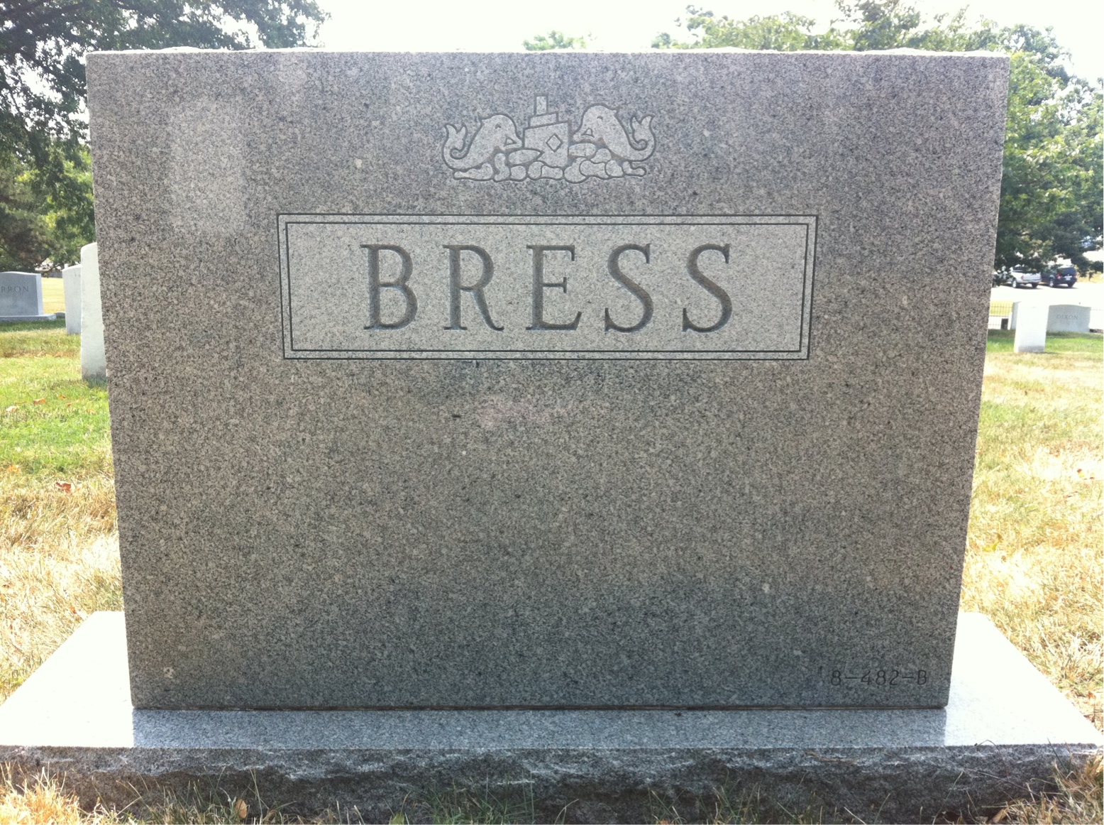 Back of headstone — Henry Bress