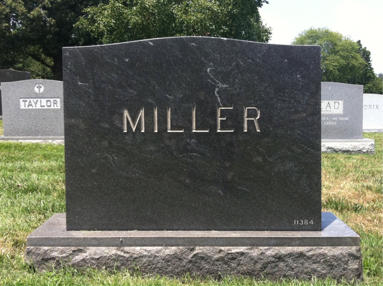 Back of headstone — Richard Miller