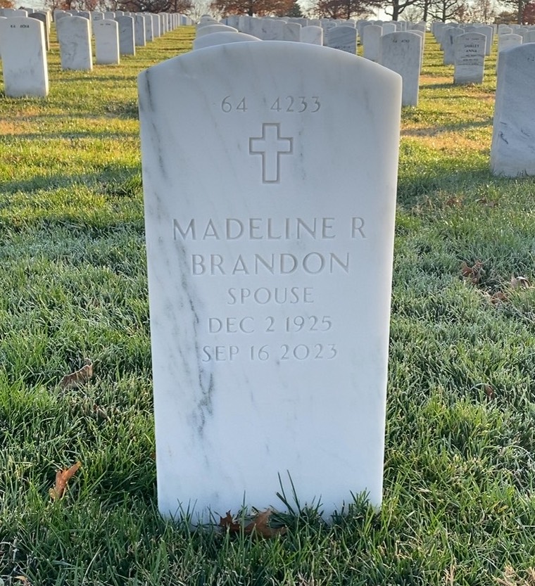 Back of headstone — Gilbert Brandon