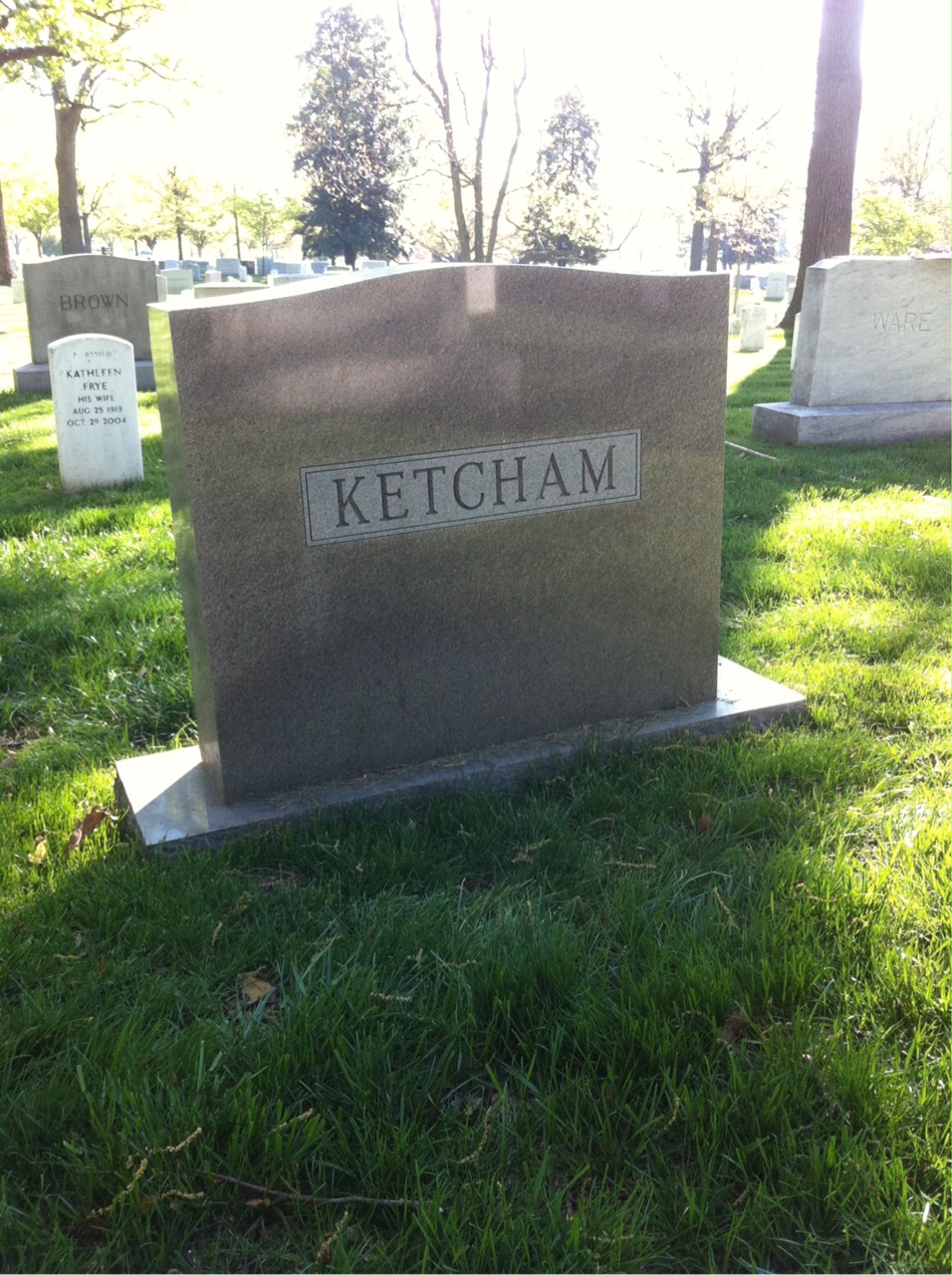 Back of headstone — Leonard Ketcham