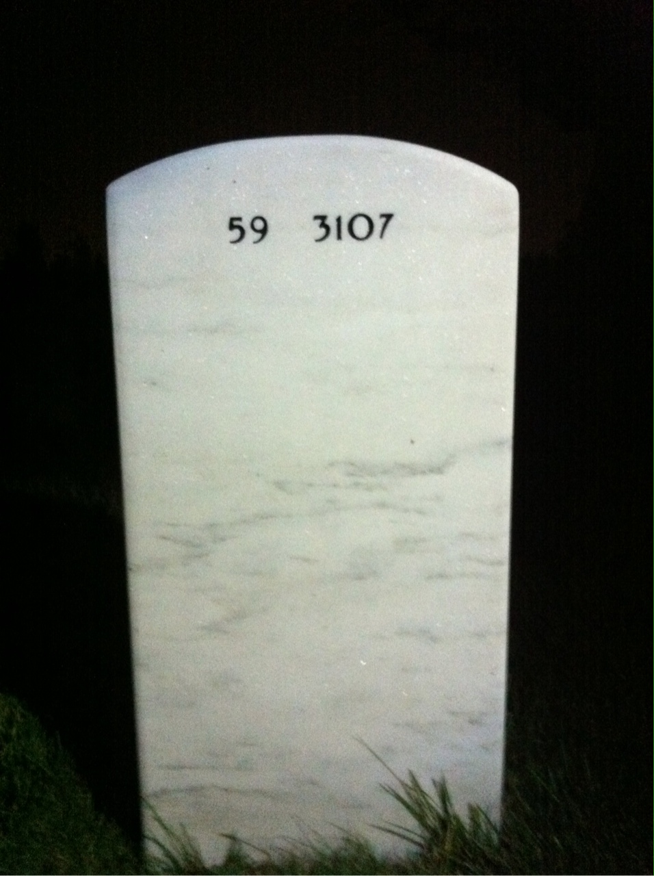 Back of headstone — Izell Washington