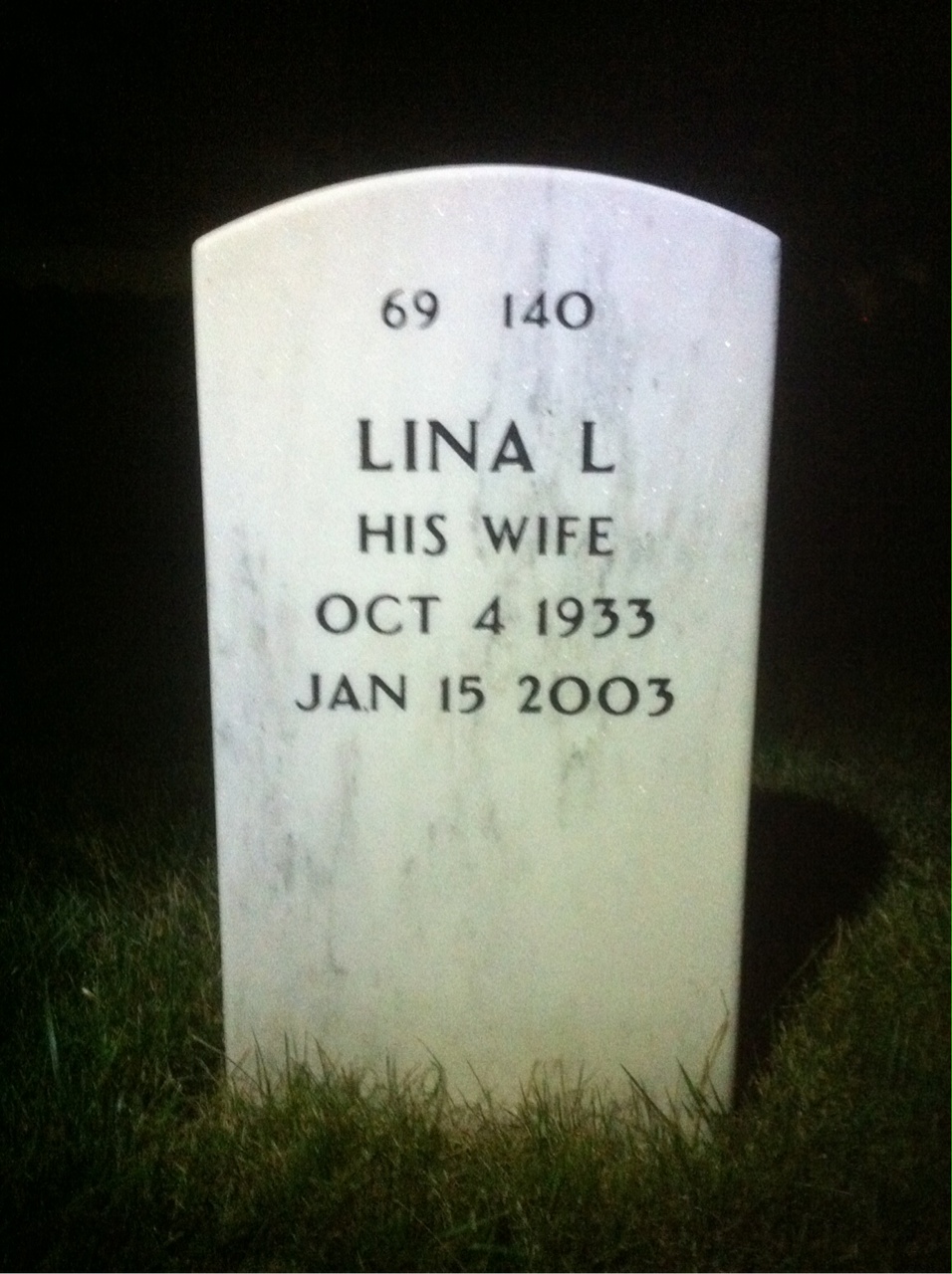 Back of headstone — Eugene Malone