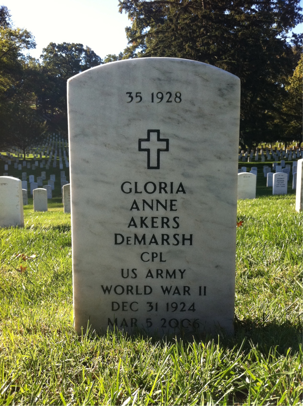 Back of headstone — Carl Demarsh