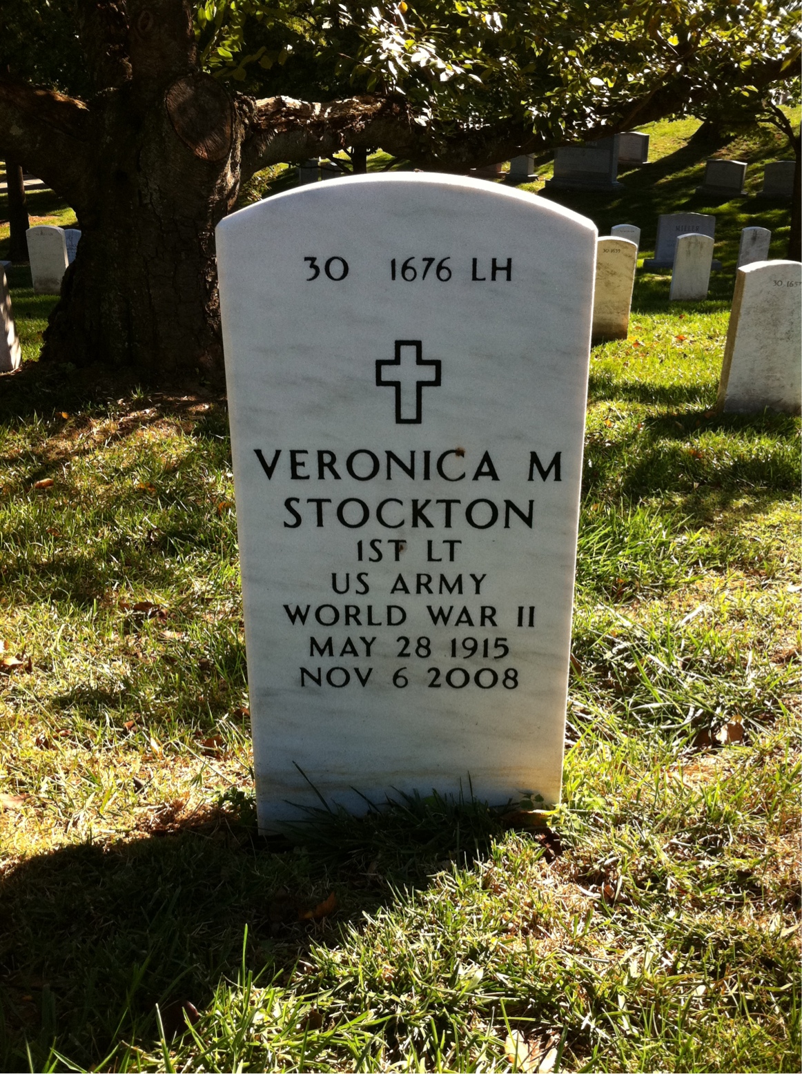 Back of headstone — Richard Stockton