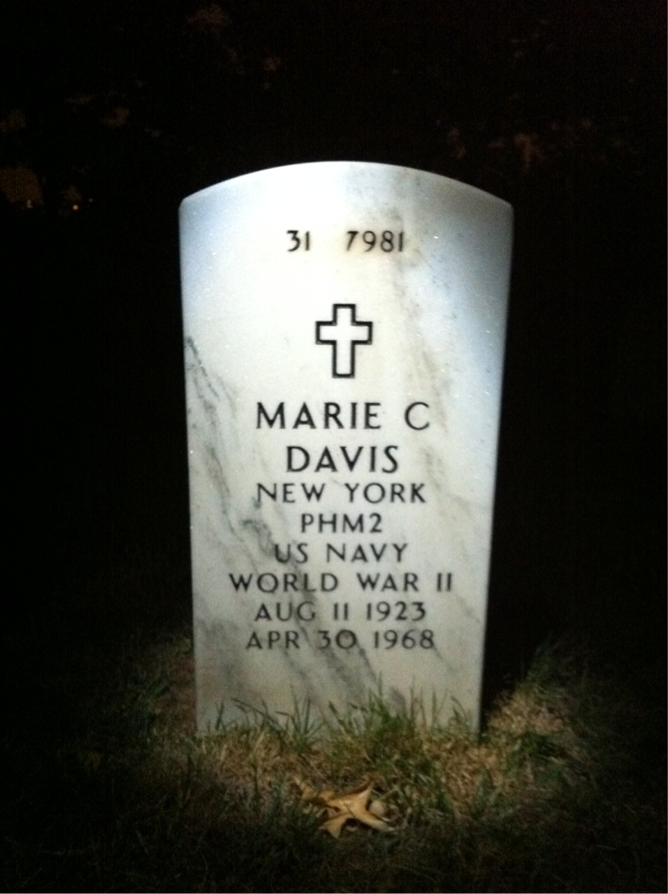 Back of headstone — Doyle Davis