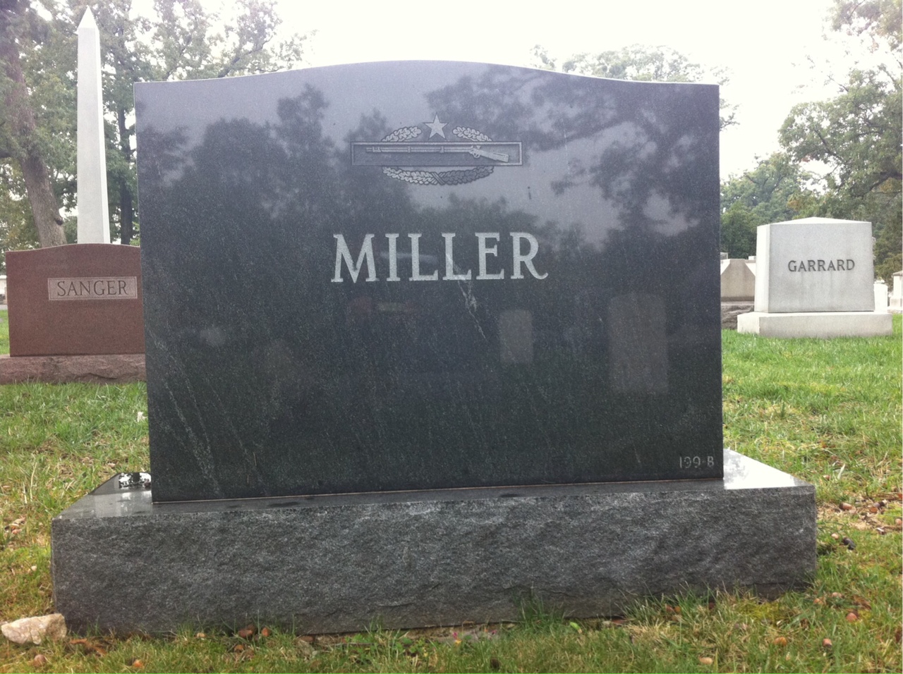 Back of headstone — Frank Miller