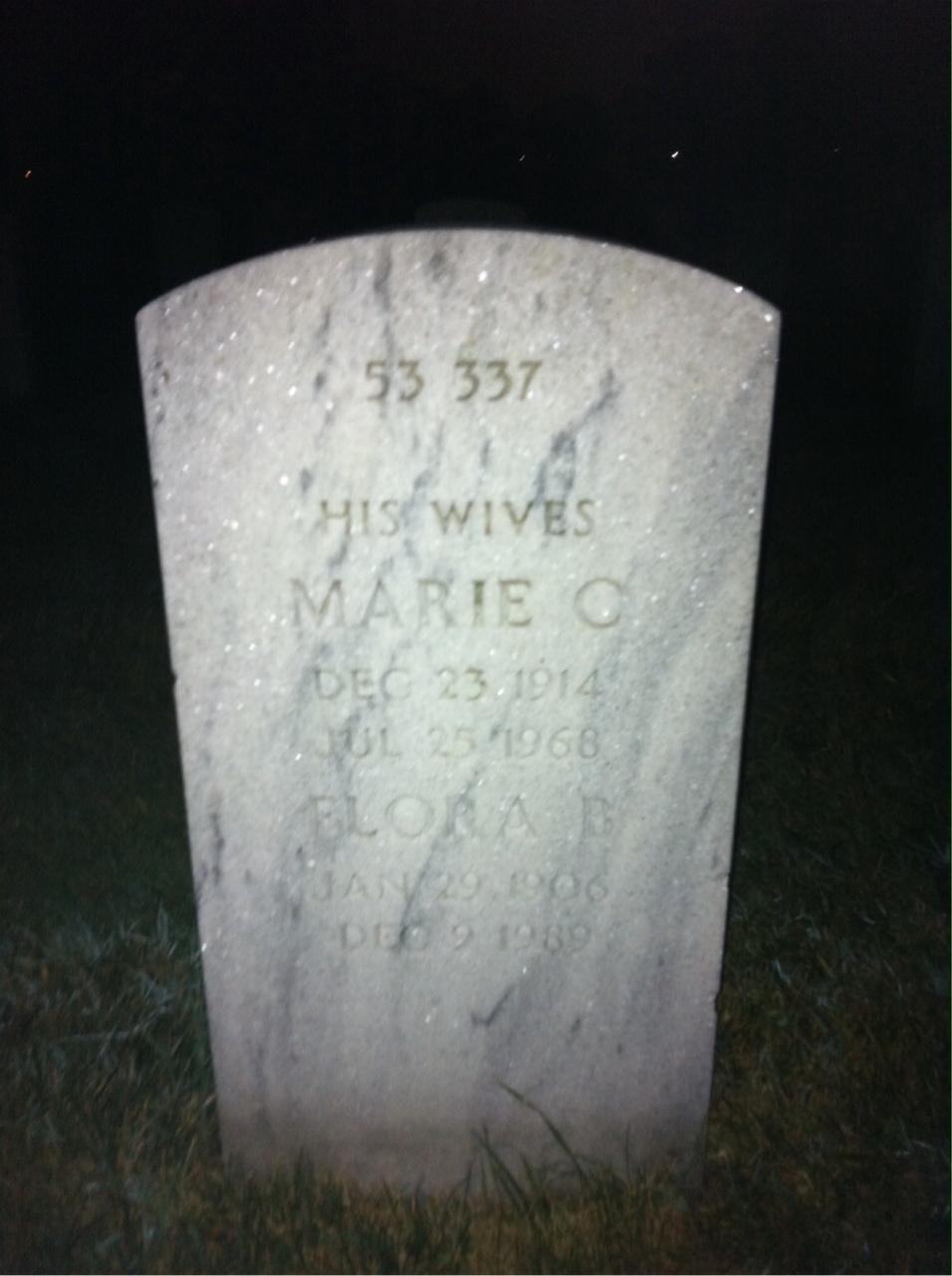Back of headstone — Walter W Woolridge