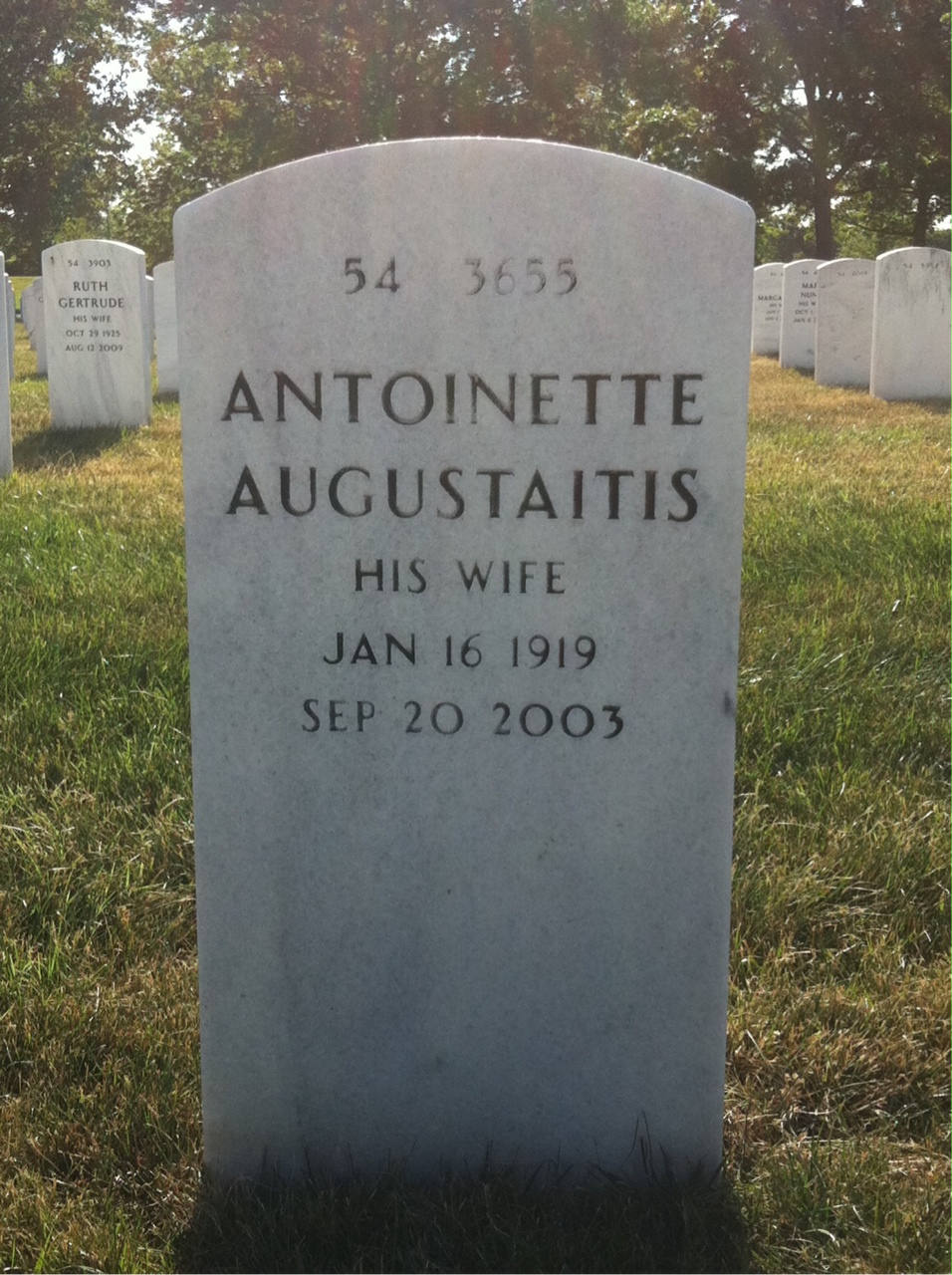 Back of headstone — Antoinette Merrill
