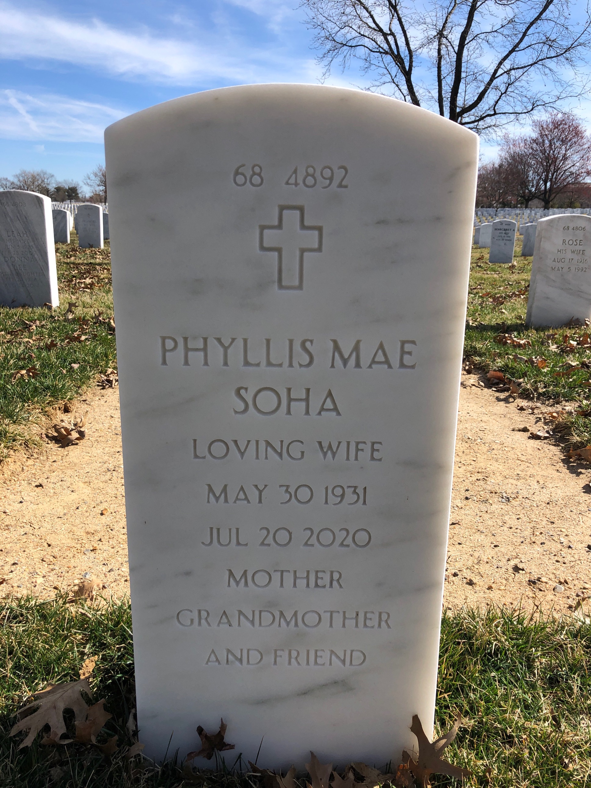 Back of headstone — Walter Soha